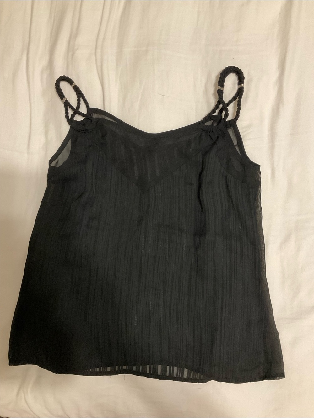 Black Sleeveless Braided-Strap Women's Top